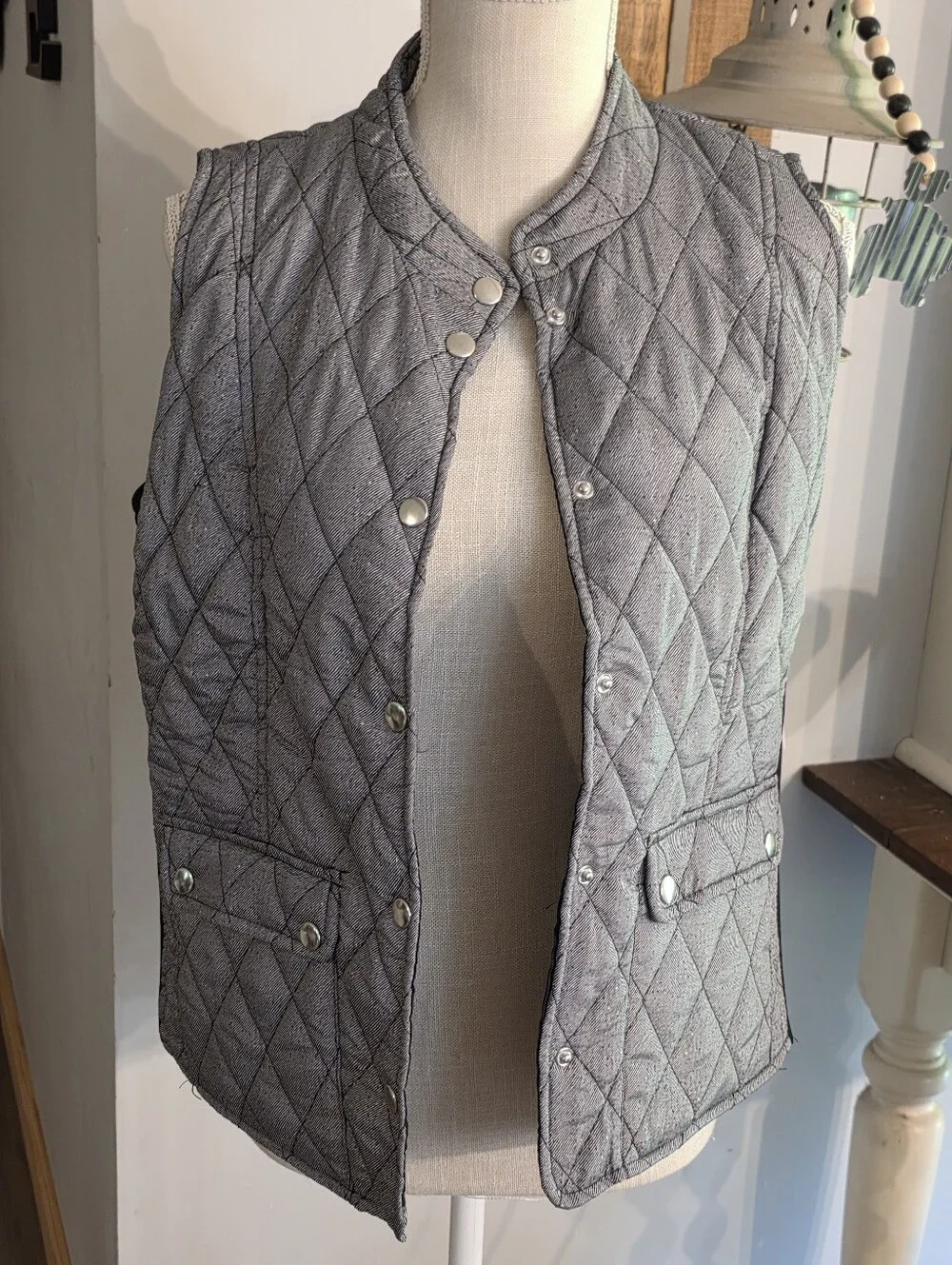 Women's Black And Gray Vest